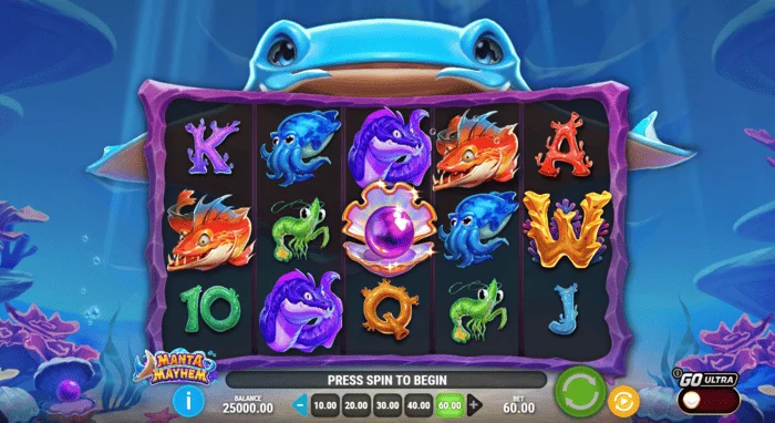 Manta Mayhem - žaidimo ekranas su būgnais ir manta katanu