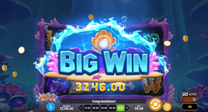 Manta Mayhem - didelis laimėjimas Free Spins su x10 daugikliu